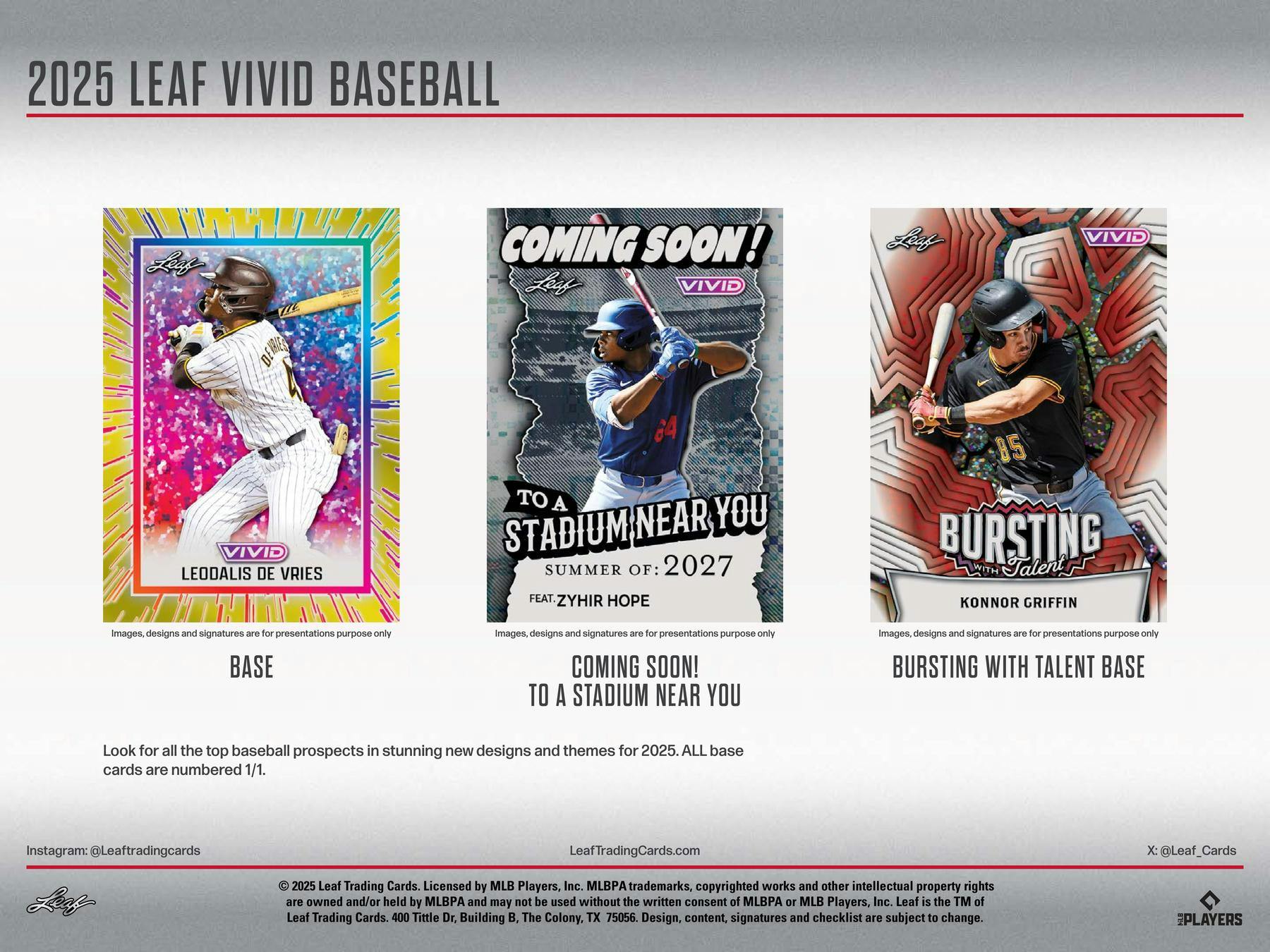 2025 Leaf Vivid Baseball Hobby Box | Columbia Sports Cards - Columbia Hobby - Sports Card Boxes - Toploaders - Card Savers