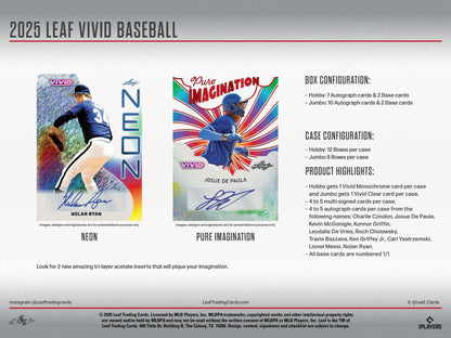 2025 Leaf Vivid Baseball Hobby Jumbo Box | Columbia Sports Cards - Columbia Hobby - Sports Card Boxes - Toploaders - Card Savers