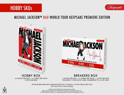 2025 Michael Jackson Bad World Tour Keepsake Premiere Edition Hobby Box | Columbia Sports Cards - Columbia Hobby - Sports Card Boxes - Toploaders - Card Savers