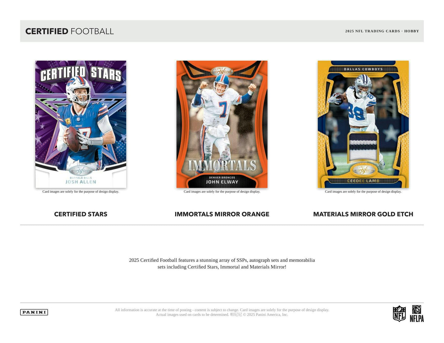 2025 Panini Certified Football Hobby Box | Columbia Sports Cards - Columbia Hobby - Sports Card Boxes - Toploaders - Card Savers