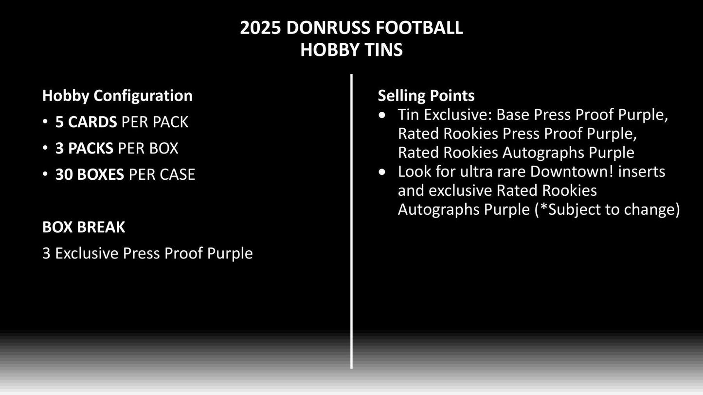2025 Panini Donruss Football Winter Holiday Tin | Columbia Sports Cards - Columbia Hobby - Sports Card Boxes - Toploaders - Card Savers