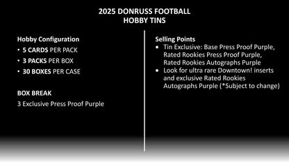 2025 Panini Donruss Football Winter Holiday Tin | Columbia Sports Cards - Columbia Hobby - Sports Card Boxes - Toploaders - Card Savers