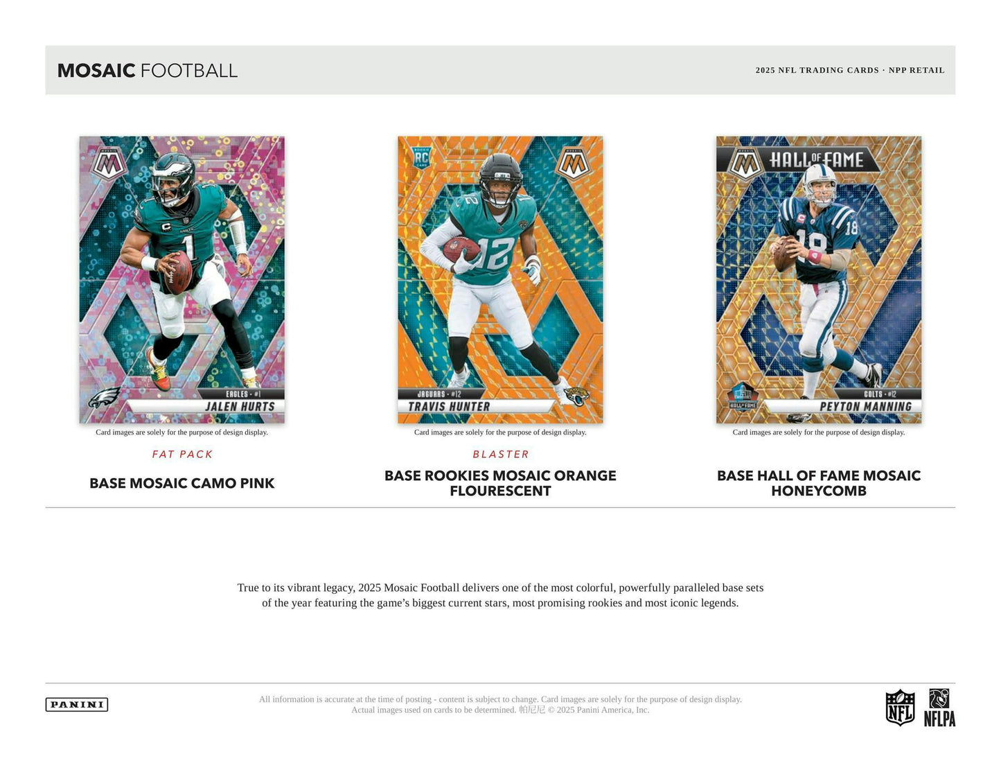 2025 Panini Mosaic Football Mega Box (Reactive Purple) | Columbia Sports Cards - Columbia Hobby - Sports Card Boxes - Toploaders - Card Savers