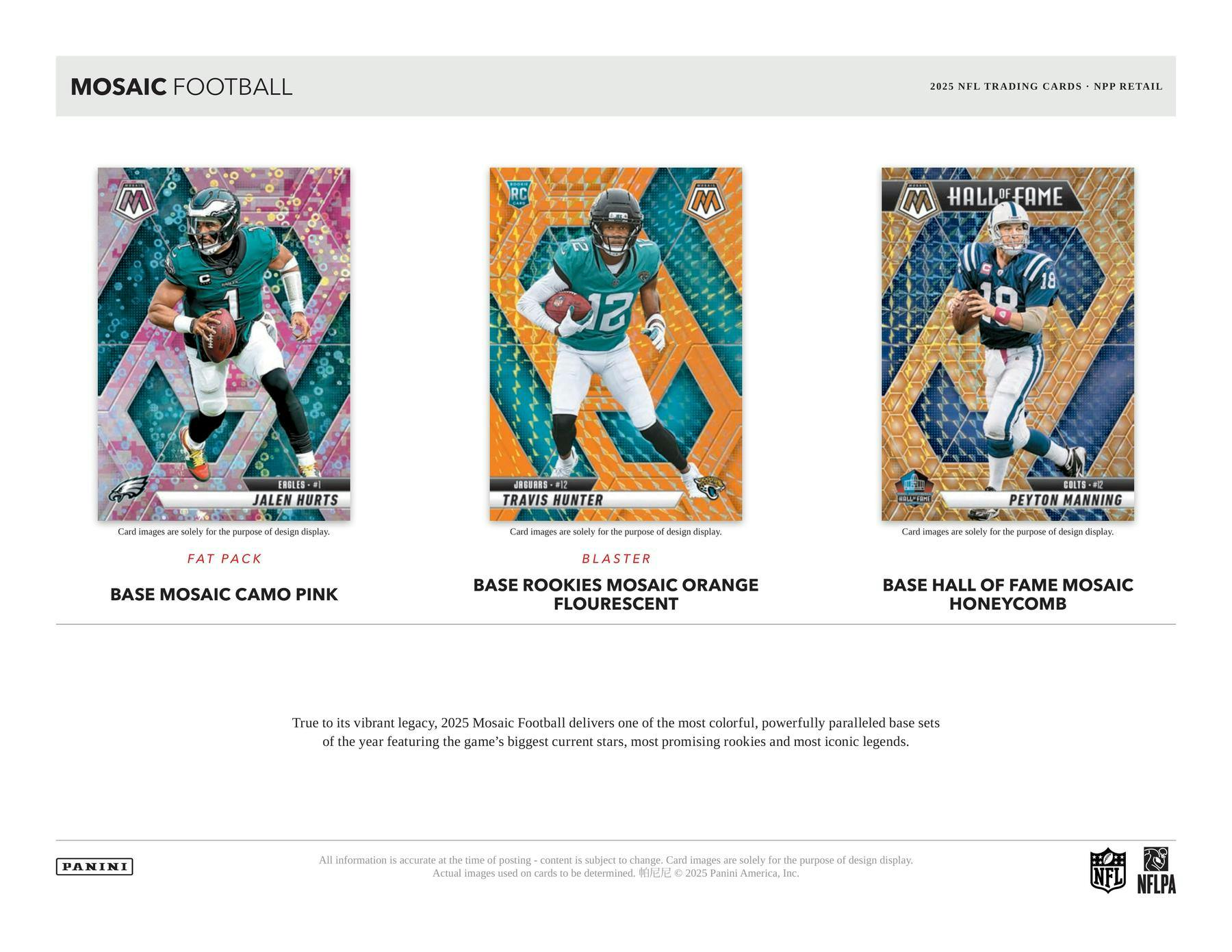 2025 Panini Mosaic Football Mega Box (Reactive Purple) | Columbia Sports Cards - Columbia Hobby - Sports Card Boxes - Toploaders - Card Savers