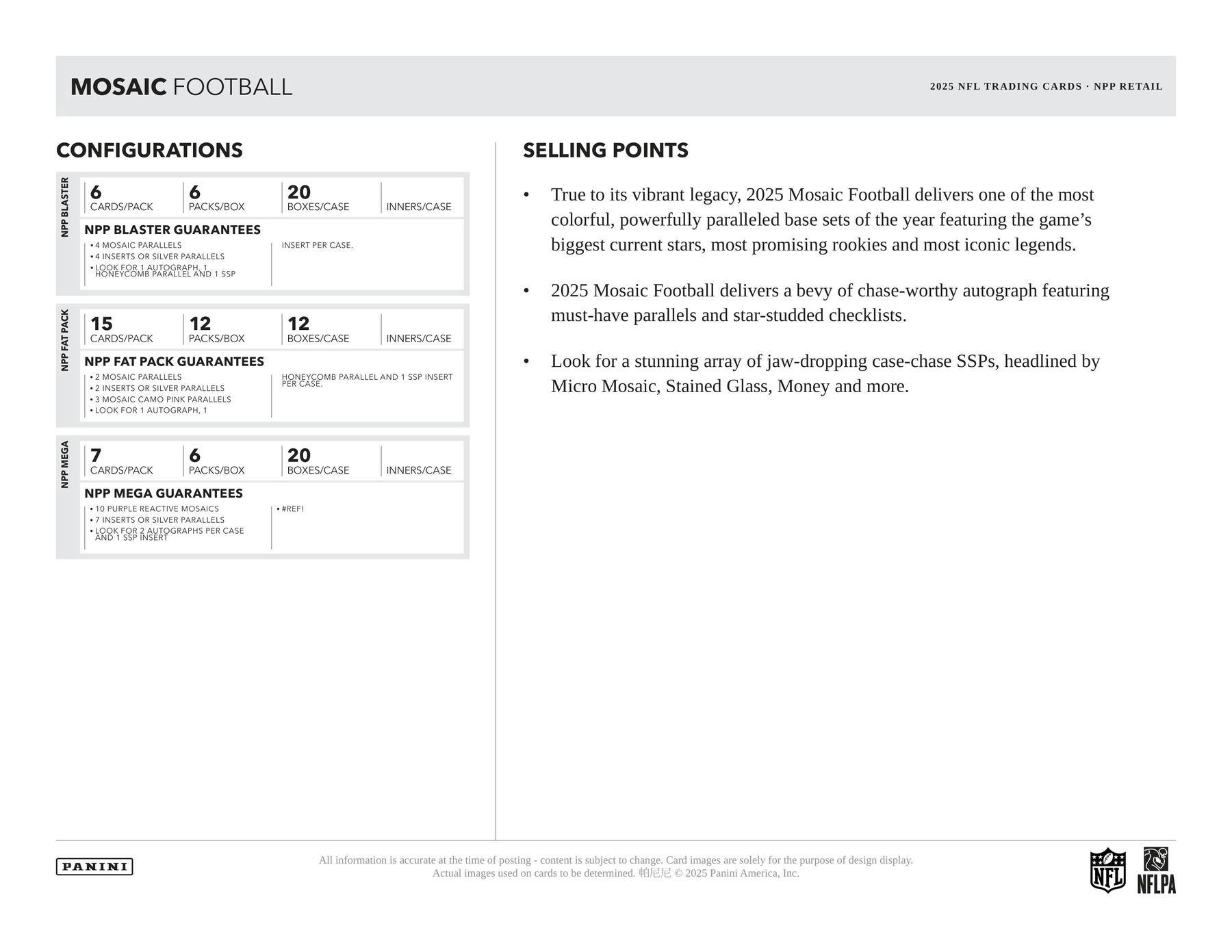 2025 Panini Mosaic Football Mega Box (Reactive Purple) | Columbia Sports Cards - Columbia Hobby - Sports Card Boxes - Toploaders - Card Savers