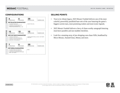 2025 Panini Mosaic Football Mega Box (Reactive Purple) | Columbia Sports Cards - Columbia Hobby - Sports Card Boxes - Toploaders - Card Savers