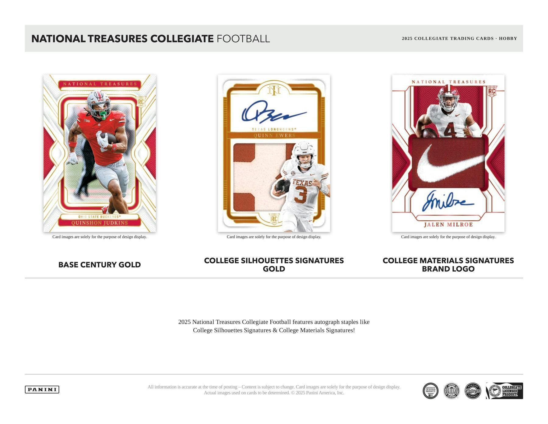 2025 Panini National Treasures Collegiate Football Hobby Box | Columbia Sports Cards - Columbia Hobby - Sports Card Boxes - Toploaders - Card Savers