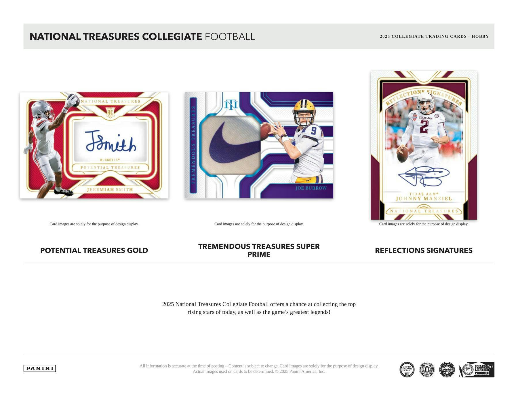 2025 Panini National Treasures Collegiate Football Hobby Box | Columbia Sports Cards - Columbia Hobby - Sports Card Boxes - Toploaders - Card Savers