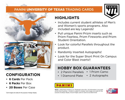 2025 Panini NIL Texas Longhorns Hobby Box | Columbia Sports Cards - Columbia Hobby - Sports Card Boxes - Toploaders - Card Savers