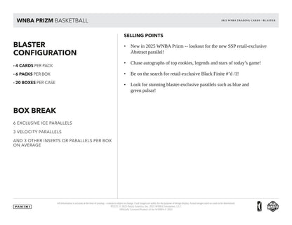 2025 Panini Prizm WNBA Basketball 6 - Pack Blaster Box (Ice Prizms) | Columbia Sports Cards - Columbia Hobby - Sports Card Boxes - Toploaders - Card Savers