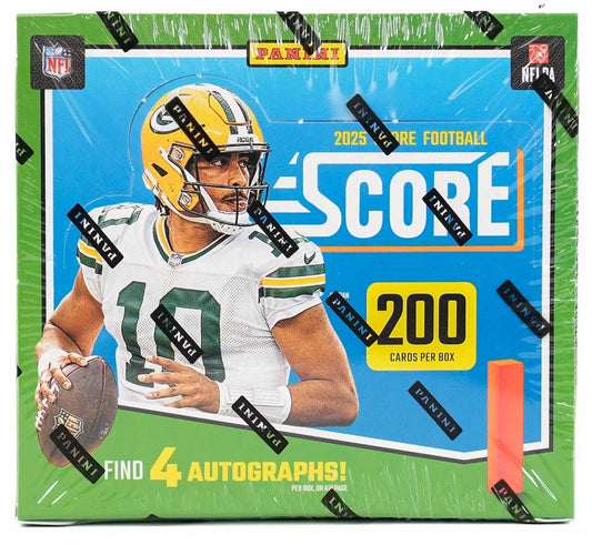 2025 Panini Score Football Hobby Box sealed front

Score Football 2025 trading cards rookie autographs

Panini NFL Score hobby box cards with Intergalactic inserts

