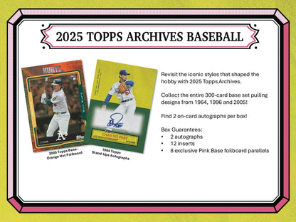 2025 Topps Archives Baseball 7 - Pack Blaster Box | Columbia Sports Cards - Columbia Hobby - Sports Card Boxes - Toploaders - Card Savers