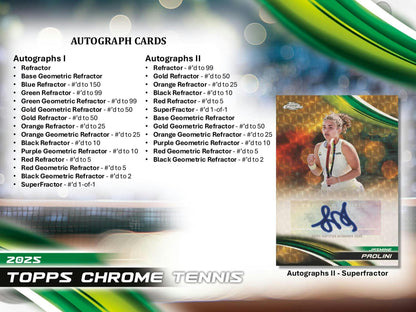 2025 Topps Chrome Tennis Hobby Box | Columbia Sports Cards - Columbia Hobby - Sports Card Boxes - Toploaders - Card Savers