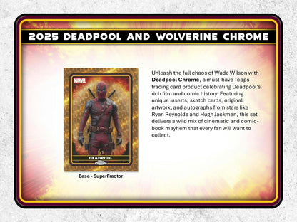 2025 Topps Deadpool Chrome Hobby Box | Columbia Sports Cards - Columbia Hobby - Sports Card Boxes - Toploaders - Card Savers