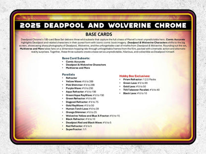 2025 Topps Deadpool Chrome Hobby Box | Columbia Sports Cards - Columbia Hobby - Sports Card Boxes - Toploaders - Card Savers