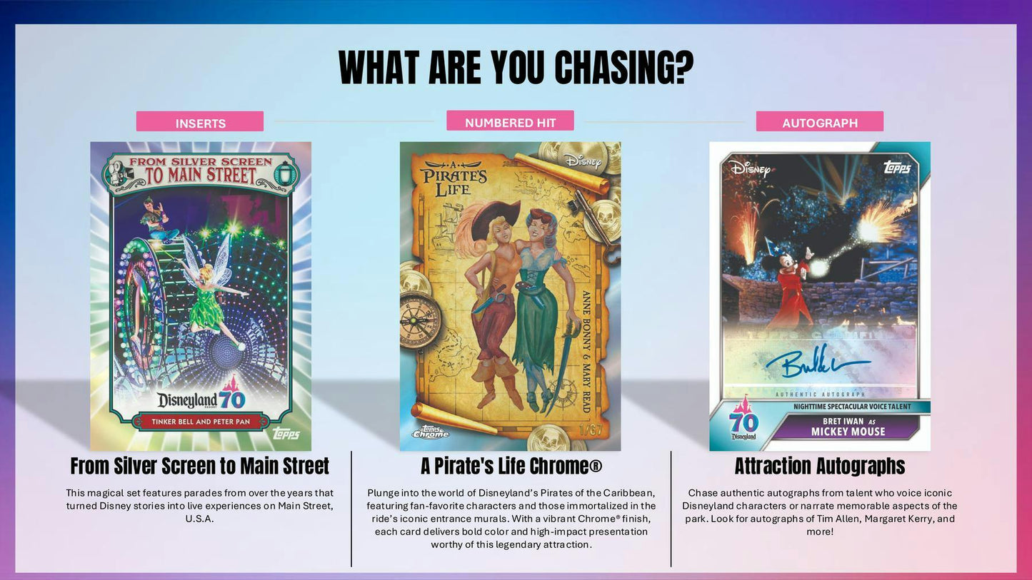 2025 Topps Disneyland 70th Anniversary Blaster Box | Columbia Sports Cards - Columbia Hobby - Sports Card Boxes - Toploaders - Card Savers