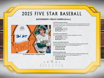 2025 Topps Five Star Baseball Hobby Box (Presell) - Columbia Hobby - Sports Card Boxes - Toploaders - Card Savers