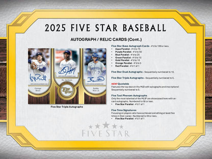 2025 Topps Five Star Baseball Hobby Box (Presell) - Columbia Hobby - Sports Card Boxes - Toploaders - Card Savers
