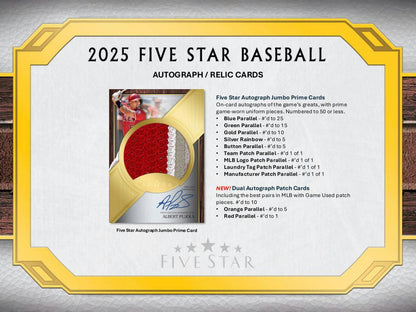2025 Topps Five Star Baseball Hobby Box (Presell) - Columbia Hobby - Sports Card Boxes - Toploaders - Card Savers
