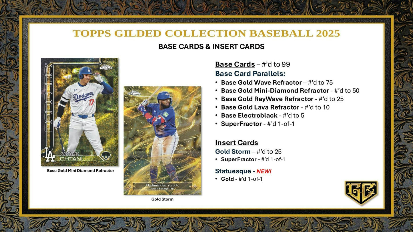 2025 Topps Gilded Collection Baseball Hobby Box | Columbia Sports Cards - Columbia Hobby - Sports Card Boxes - Toploaders - Card Savers