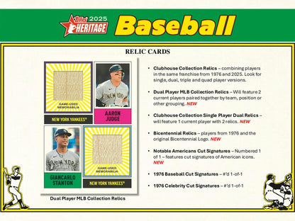 2025 Topps Heritage Baseball Hobby Box - Columbia Hobby - Sports Card Boxes - Toploaders - Card Savers
