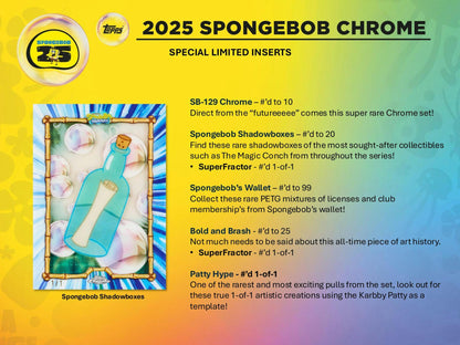 2025 Topps SpongeBob Chrome 25th Anniversary Hobby Box | Columbia Sports Cards - Columbia Hobby - Sports Card Boxes - Toploaders - Card Savers