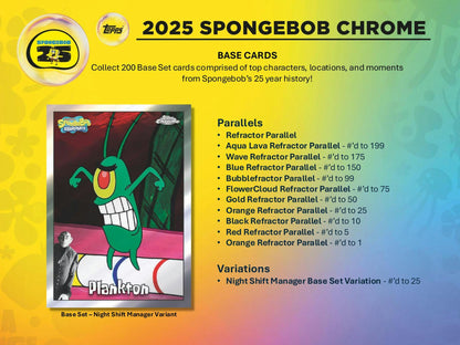 2025 Topps SpongeBob Chrome 25th Anniversary Hobby Box | Columbia Sports Cards - Columbia Hobby - Sports Card Boxes - Toploaders - Card Savers