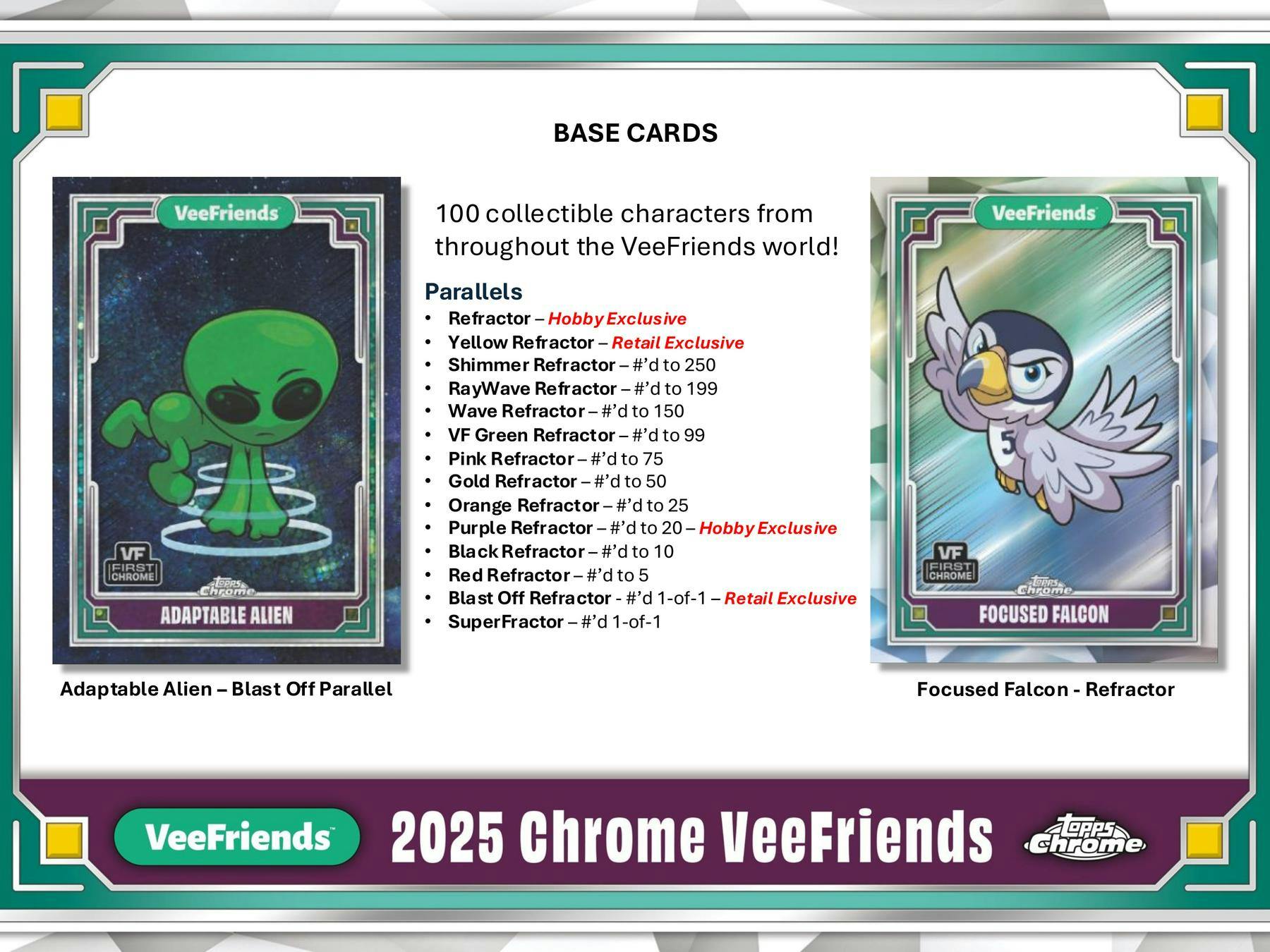 2025 Topps VeeFriends Chrome Hobby Box - Columbia Hobby - Sports Card Boxes - Toploaders - Card Savers