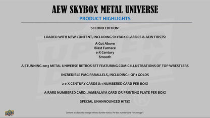2025 Upper Deck AEW Skybox Metal Universe Wrestling Hobby Box - Columbia Hobby - Sports Card Boxes - Toploaders - Card Savers