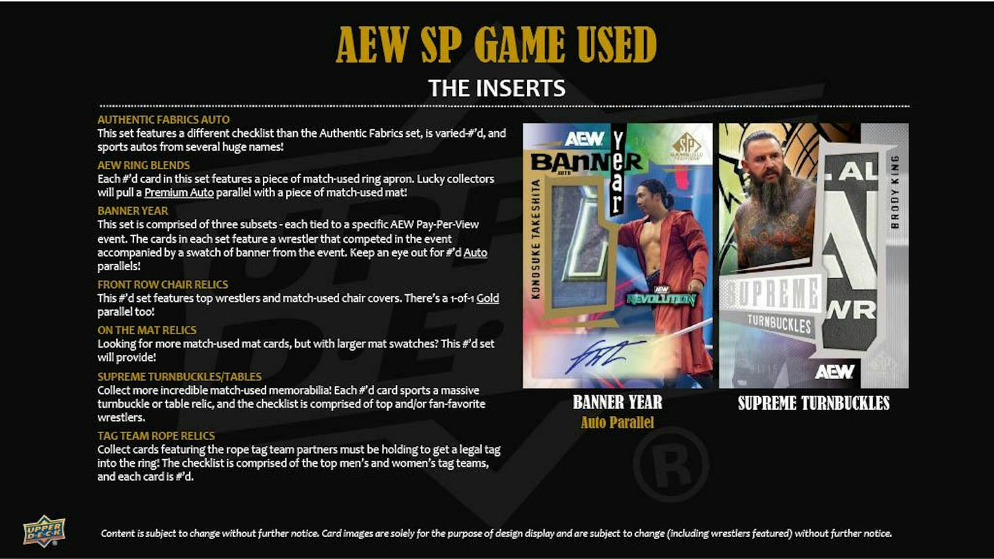 2025 Upper Deck AEW SP Game Used Wrestling Hobby Box - Columbia Hobby - Sports Card Boxes - Toploaders - Card Savers