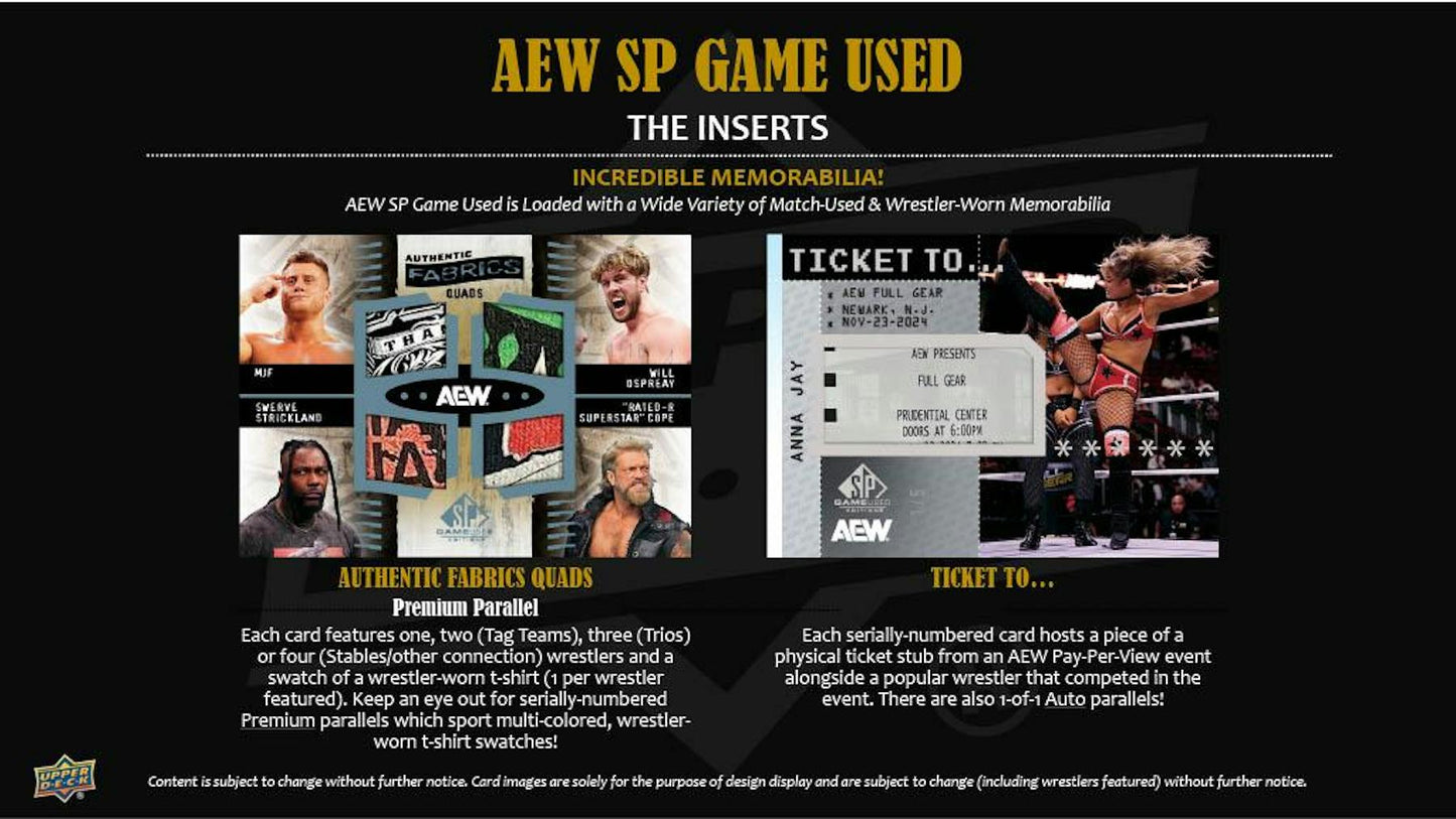 2025 Upper Deck AEW SP Game Used Wrestling Hobby Box - Columbia Hobby - Sports Card Boxes - Toploaders - Card Savers