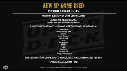 2025 Upper Deck AEW SP Game Used Wrestling Hobby Box - Columbia Hobby - Sports Card Boxes - Toploaders - Card Savers