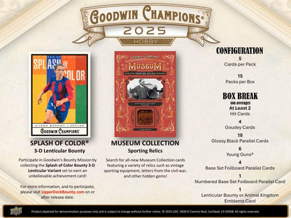 2025 Upper Deck Goodwin Champions Hobby Box - Columbia Hobby - Sports Card Boxes - Toploaders - Card Savers