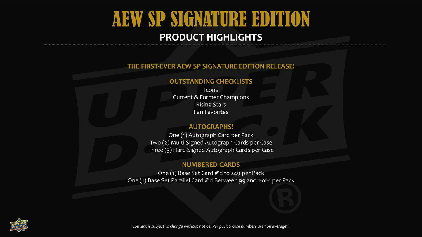 2025 Upper Deck SP Signature Edition AEW Wrestling Hobby Box - Columbia Hobby - Sports Card Boxes - Toploaders - Card Savers