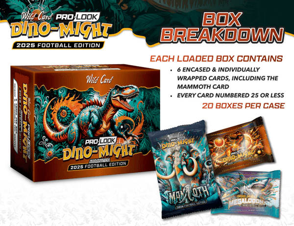 2025 Wild Card Dino - Might Pro - Look Football Hobby Box | Columbia Sports Cards - Columbia Hobby - Sports Card Boxes - Toploaders - Card Savers