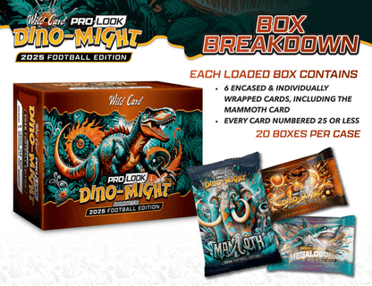 2025 Wild Card Dino - Might Pro - Look Football Hobby Box | Columbia Sports Cards - Columbia Hobby - Sports Card Boxes - Toploaders - Card Savers