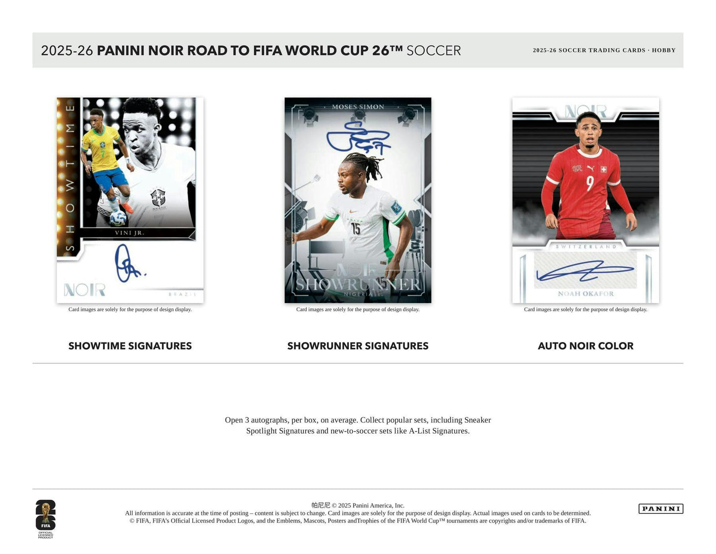 2025/26 Panini Noir Road to FIFA World Cup Soccer Hobby Box | Columbia Sports Cards - Columbia Hobby - Sports Card Boxes - Toploaders - Card Savers