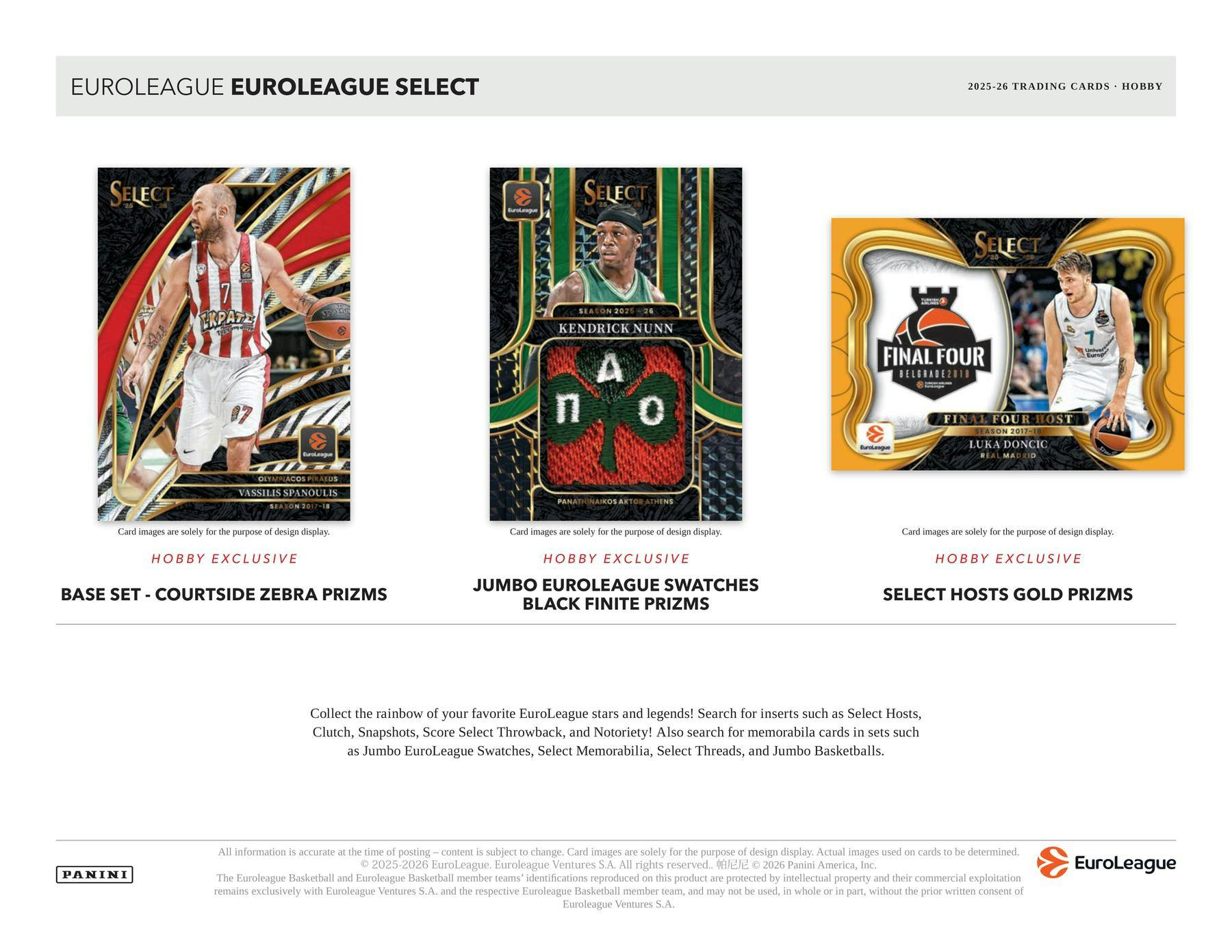 2025/26 Panini Select EuroLeague Basketball Hobby Box | Columbia Sports Cards - Columbia Hobby - Sports Card Boxes - Toploaders - Card Savers