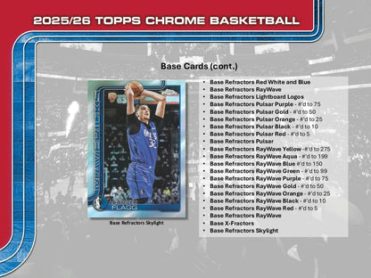 2025/26 Topps Chrome Basketball 7 - Pack Blaster Box | Columbia Sports Cards - Columbia Hobby - Sports Card Boxes - Toploaders - Card Savers