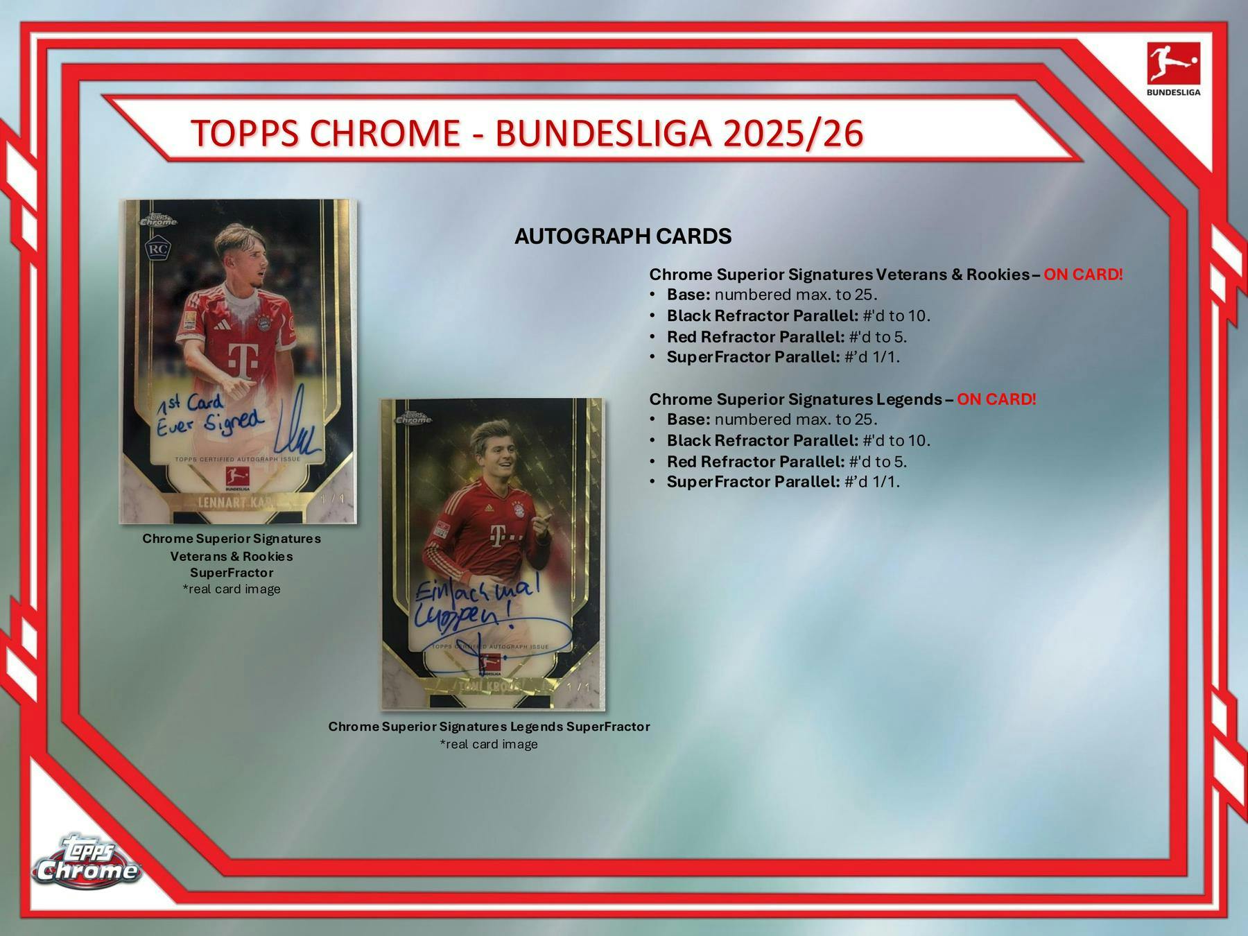 2025/26 Topps Chrome Bundesliga Soccer Hobby Box | Columbia Sports Cards - Columbia Hobby - Sports Card Boxes - Toploaders - Card Savers