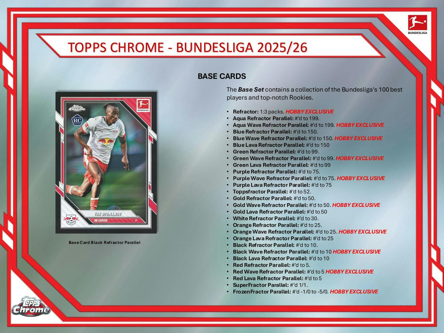 2025/26 Topps Chrome Bundesliga Soccer Hobby Box | Columbia Sports Cards - Columbia Hobby - Sports Card Boxes - Toploaders - Card Savers