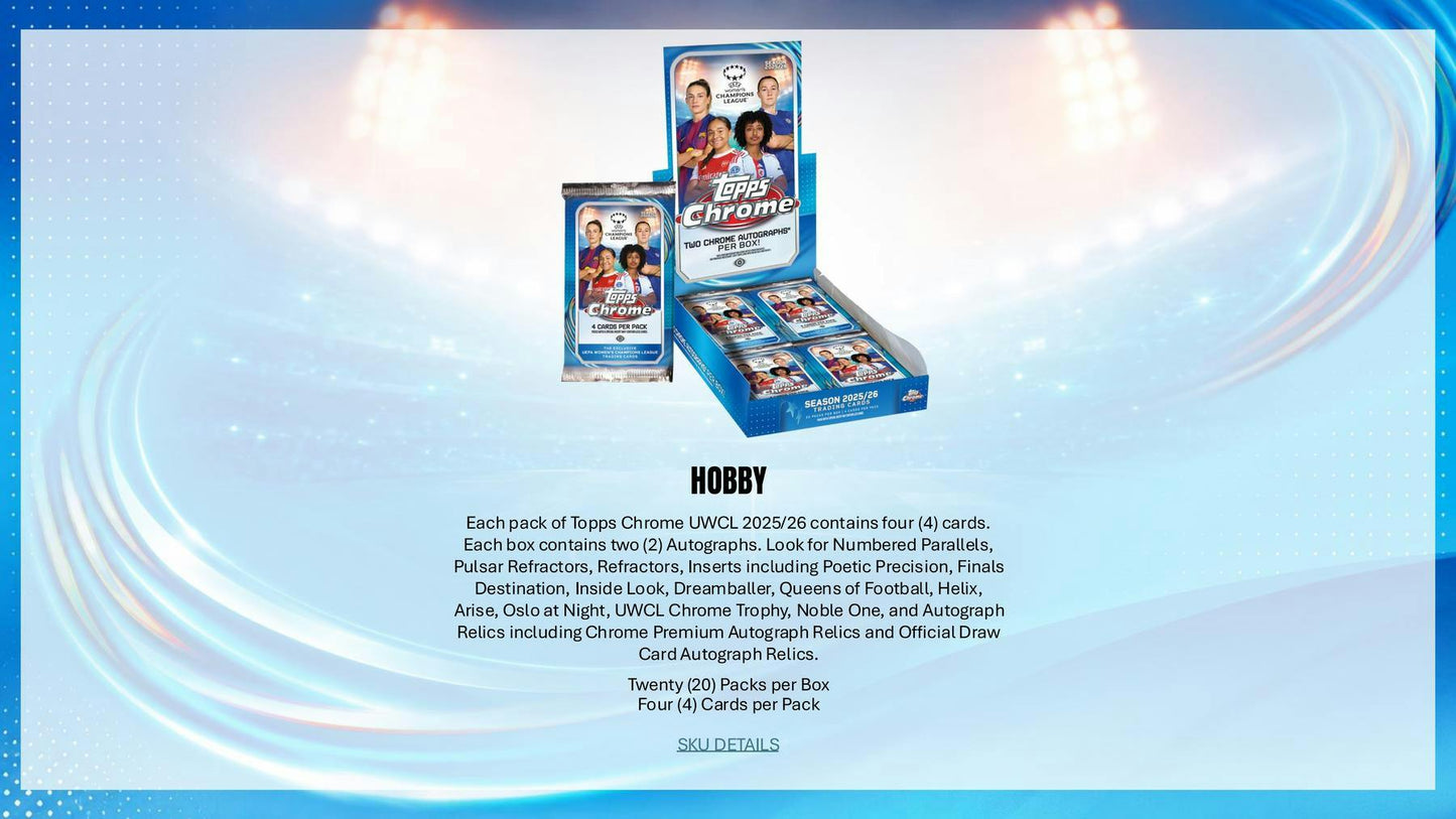 2025/26 Topps Chrome Women's UEFA Champions League Soccer Hobby Box | Columbia Sports Cards - Columbia Sports Cards