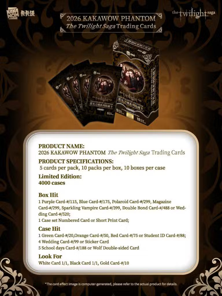 2026 KAKAWOW PHANTOM The Twilight Saga Trading Cards Box | Columbia Sports Cards | Columbia Hobby - Sports Card Boxes - Toploaders - Card Savers.