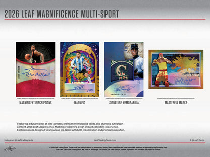 2026 Leaf Magnificence Multi - Sport Hobby Box | Columbia Sports Cards - Columbia Hobby - Sports Card Boxes - Toploaders - Card Savers