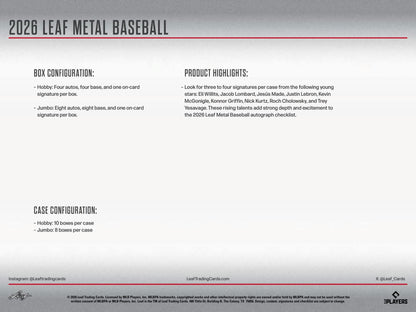 2026 Leaf Metal Baseball Jumbo Hobby Box | Columbia Sports Cards - Columbia Hobby - Sports Card Boxes - Toploaders - Card Savers