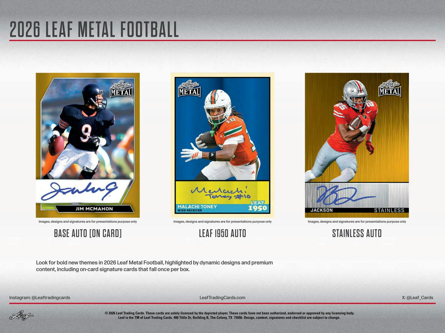 2026 Leaf Metal Football Hobby Box | Columbia Sports Cards - Columbia Hobby - Sports Card Boxes - Toploaders - Card Savers