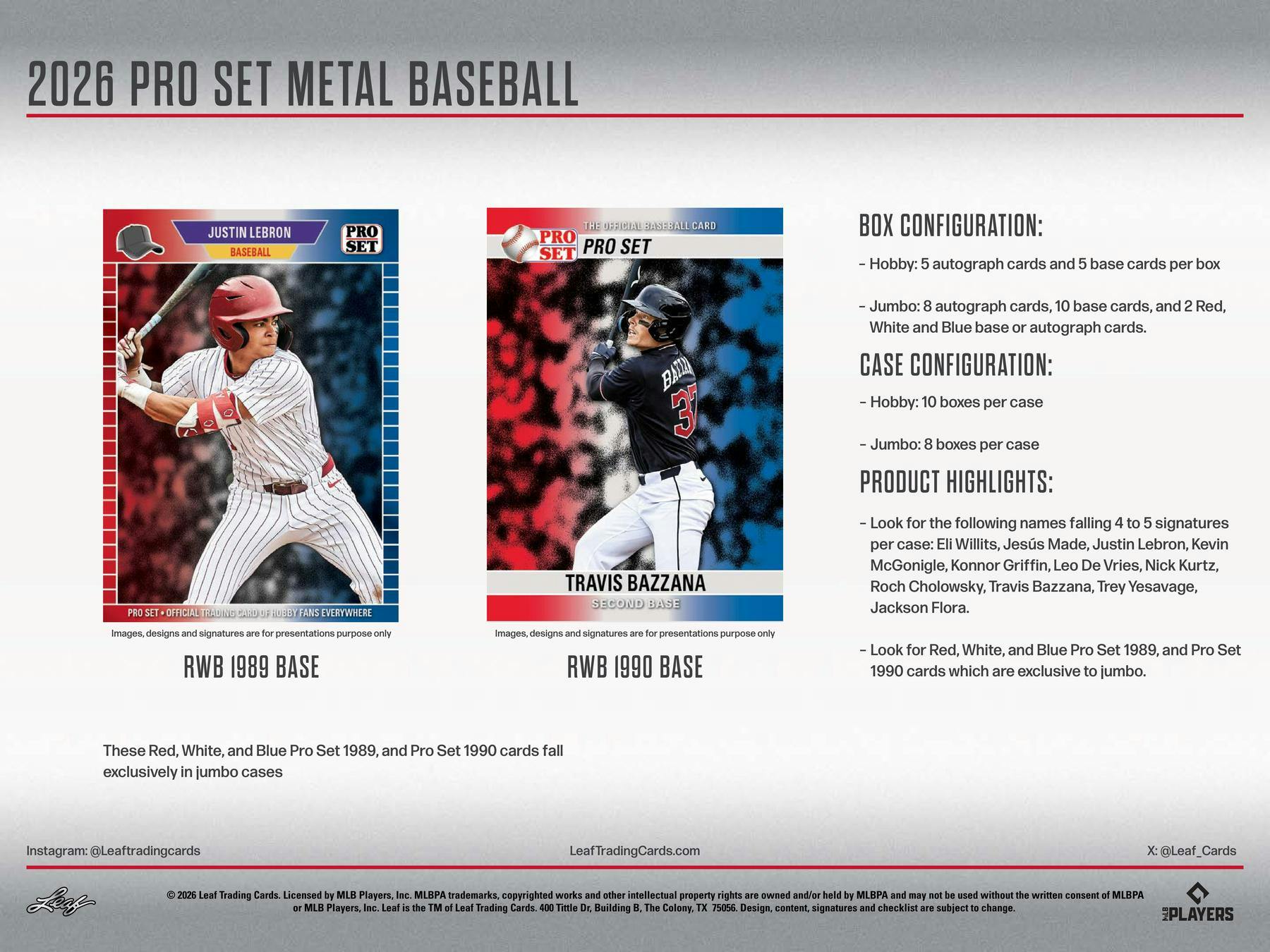 2026 Leaf Pro Set Metal Baseball Hobby Jumbo Box | Columbia Sports Cards - Columbia Hobby - Sports Card Boxes - Toploaders - Card Savers