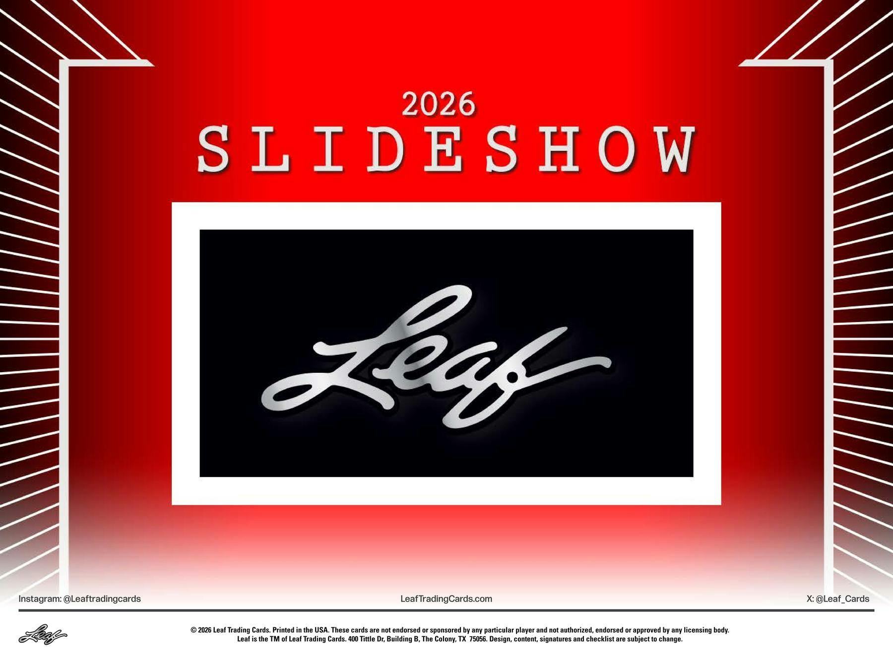 2026 Leaf Slideshow Hobby Box | Columbia Sports Cards - Columbia Hobby - Sports Card Boxes - Toploaders - Card Savers