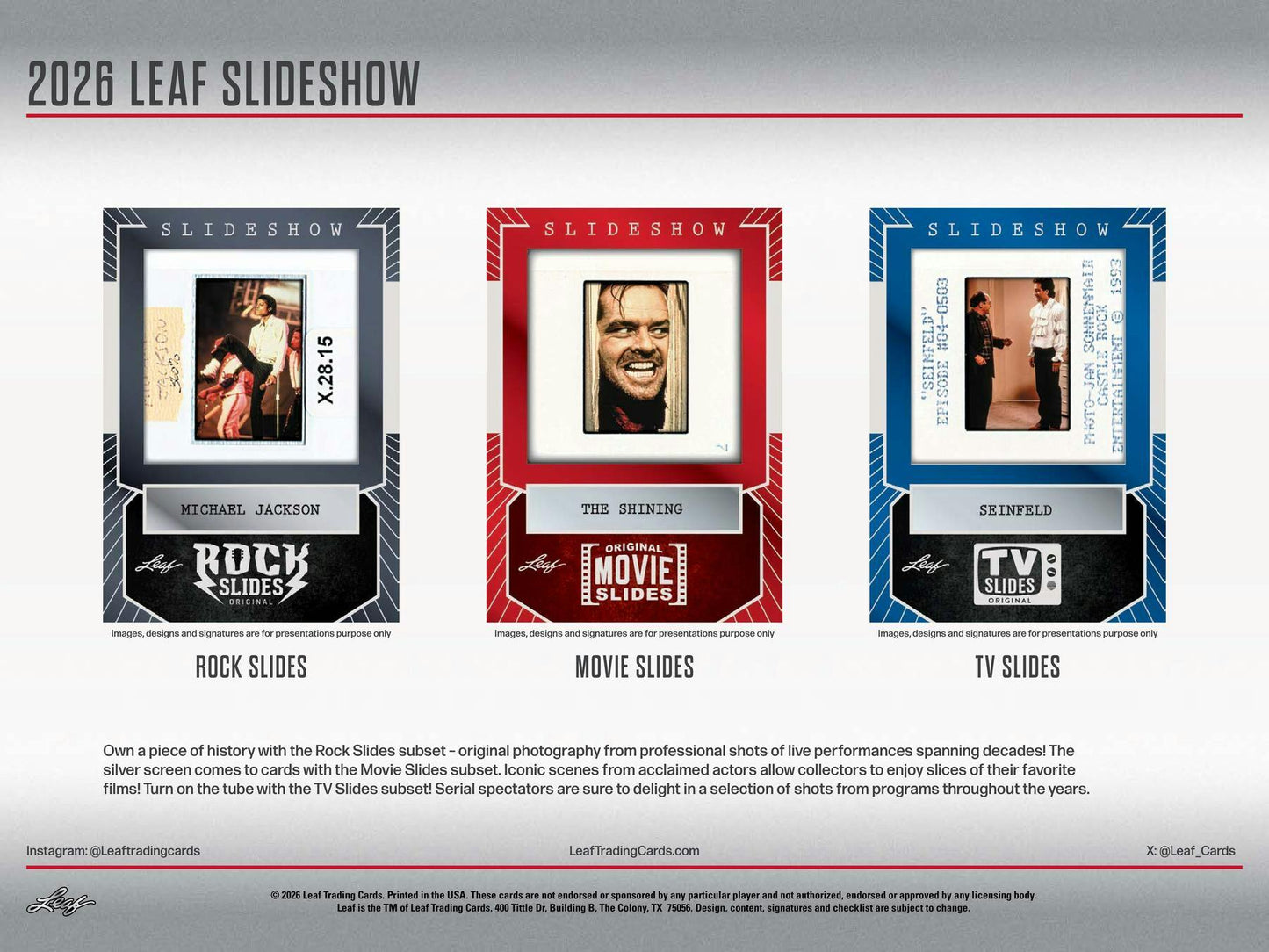 2026 Leaf Slideshow Hobby Box | Columbia Sports Cards - Columbia Hobby - Sports Card Boxes - Toploaders - Card Savers