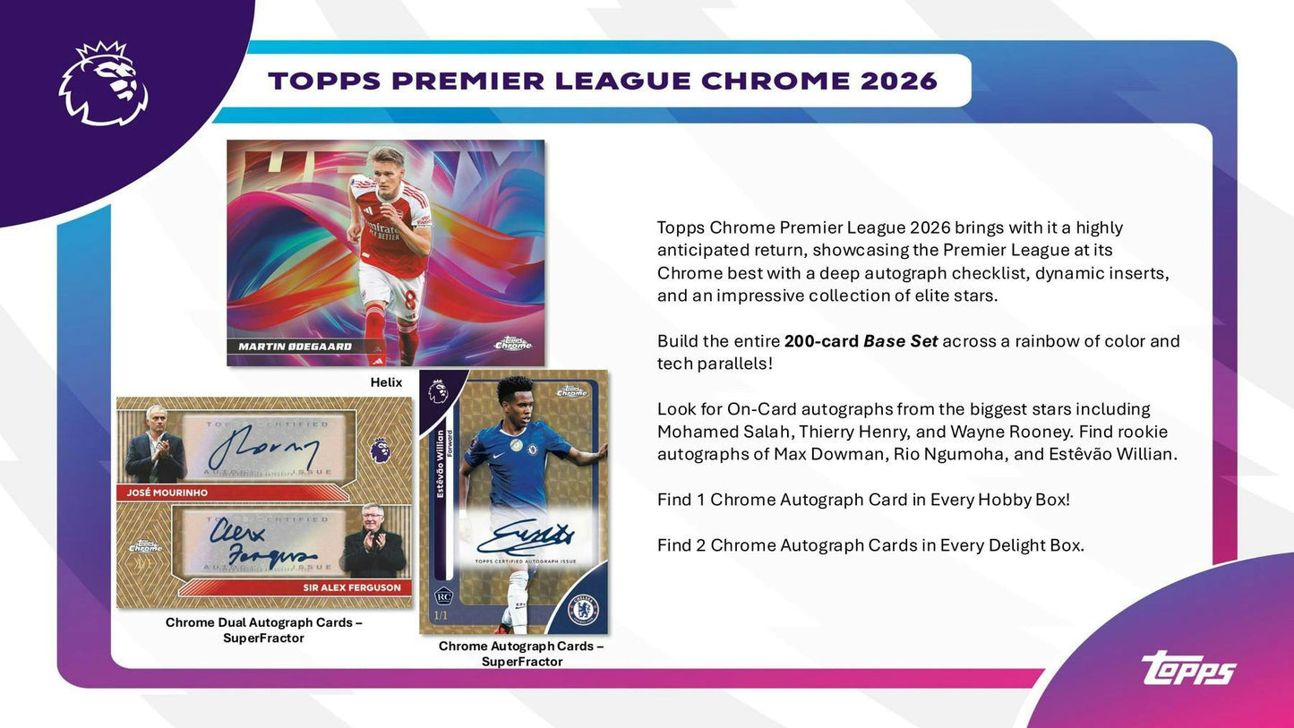 2026 Topps Chrome Premier League EPL Soccer Hobby Box | Columbia Sports Cards - Columbia Hobby - Sports Card Boxes - Toploaders - Card Savers